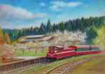 Chaoping Station With Cherry Blossoms in Spring